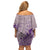 Hawaii Monk Seal and Map Off Shoulder Short Dress Polynesian Kanaka Maoli Violet Vibe