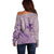 Hawaii Monk Seal and Map Off Shoulder Sweater Polynesian Kanaka Maoli Violet Vibe