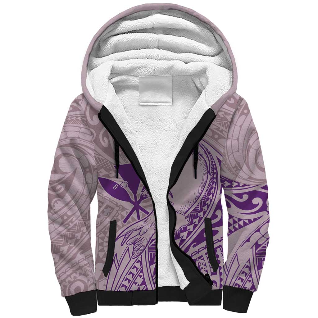 Hawaii Monk Seal and Map Sherpa Hoodie Polynesian Kanaka Maoli Violet Vibe