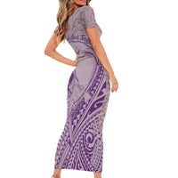 Hawaii Monk Seal and Map Short Sleeve Bodycon Dress Polynesian Kanaka Maoli Violet Vibe