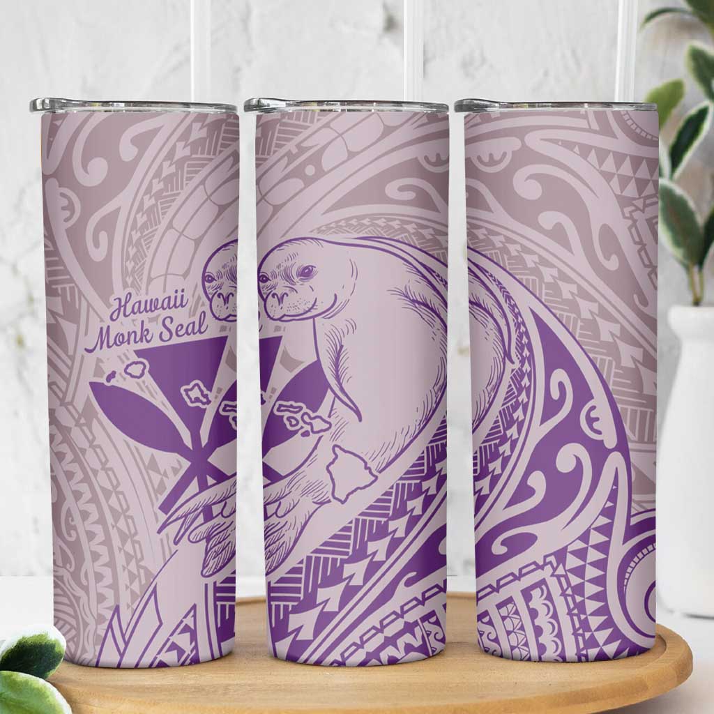 Hawaii Monk Seal and Map Skinny Tumbler Polynesian Kanaka Maoli Violet Vibe LT9 - Polynesian Pride