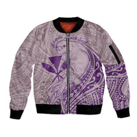 Hawaii Monk Seal and Map Sleeve Zip Bomber Jacket Polynesian Kanaka Maoli Violet Vibe