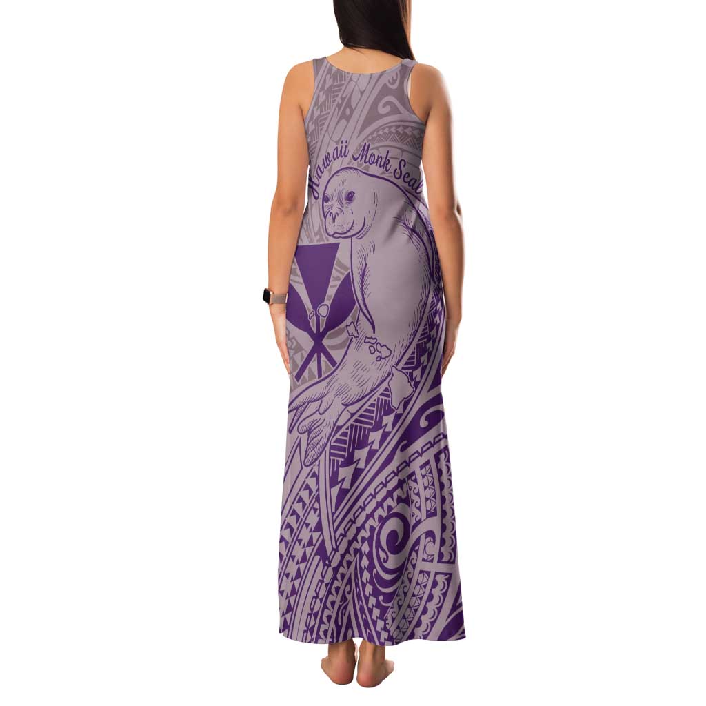 Hawaii Monk Seal and Map Tank Maxi Dress Polynesian Kanaka Maoli Violet Vibe