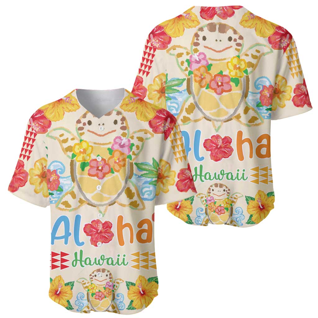 Kawaii Turtle Baseball Jersey Aloha Hibiscus Flowers LT9 - Polynesian Pride