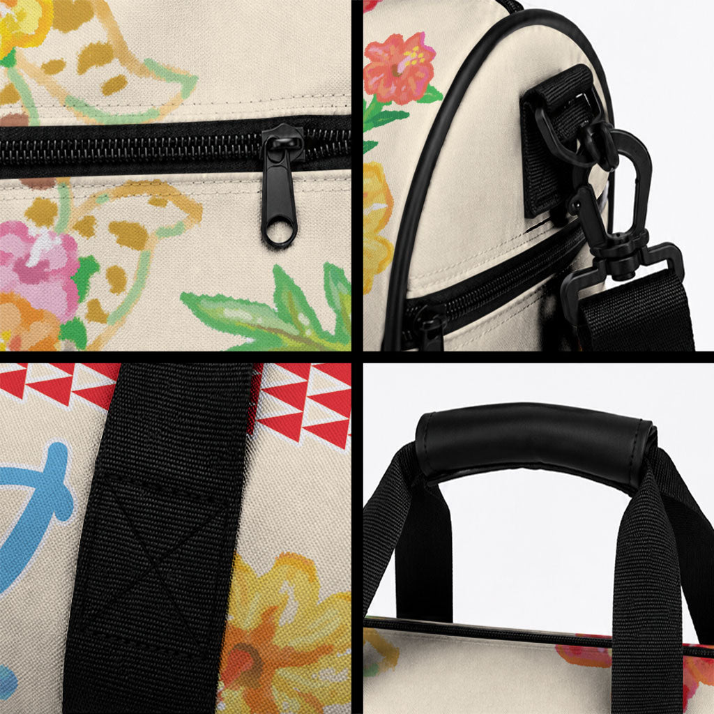 Kawaii Turtle Duffle Bag Aloha Hibiscus Flowers LT9 - Polynesian Pride