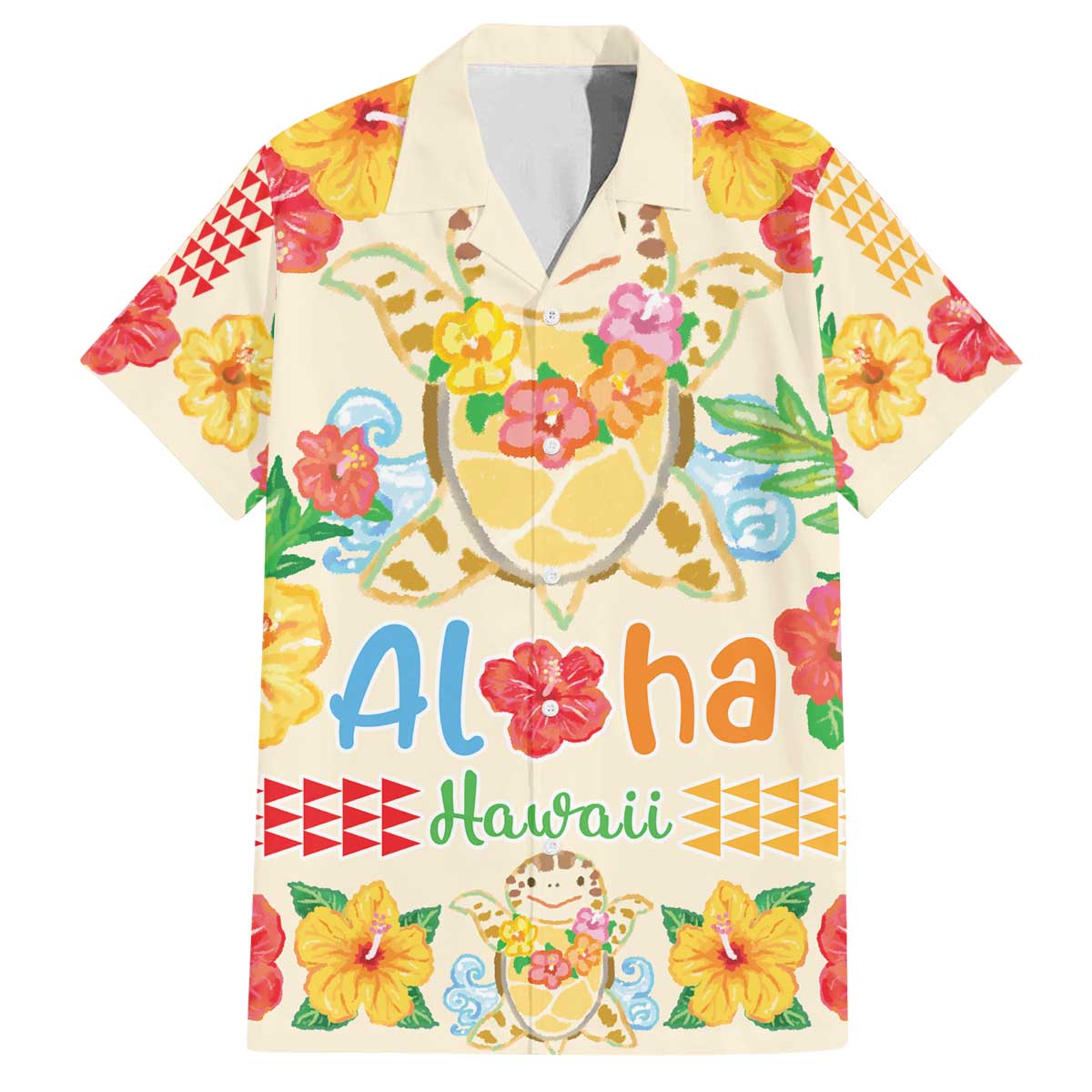 Kawaii Turtle Family Matching Off Shoulder Short Dress and Hawaiian Shirt Aloha Hibiscus Flowers
