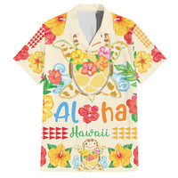 Kawaii Turtle Family Matching Puletasi and Hawaiian Shirt Aloha Hibiscus Flowers LT9 Dad's Shirt - Short Sleeve Beige - Polynesian Pride