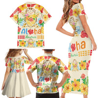 Kawaii Turtle Family Matching Short Sleeve Bodycon Dress and Hawaiian Shirt Aloha Hibiscus Flowers LT9 - Polynesian Pride