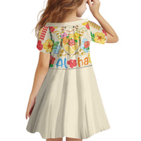 Kawaii Turtle Kid Short Sleeve Dress Aloha Hibiscus Flowers