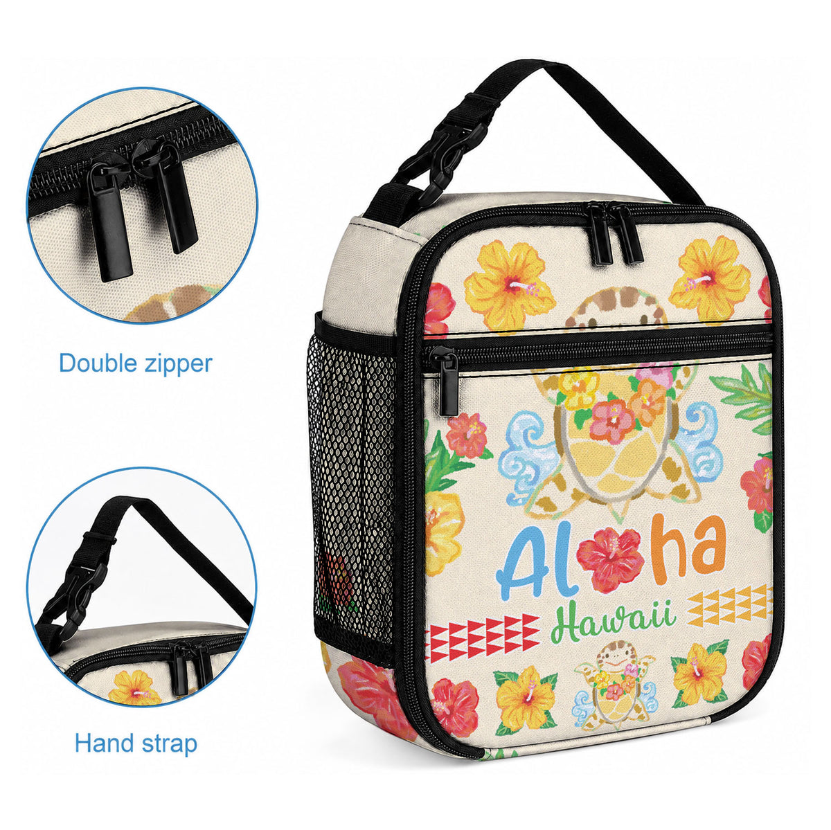 Kawaii Turtle Lunch Bag Aloha Hibiscus Flowers LT9 - Polynesian Pride