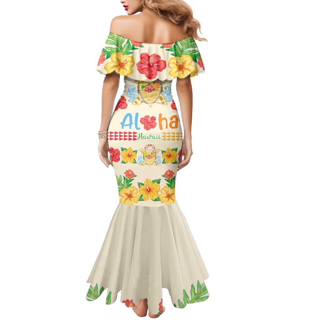 Kawaii Turtle Mermaid Dress Aloha Hibiscus Flowers LT9 - Polynesian Pride