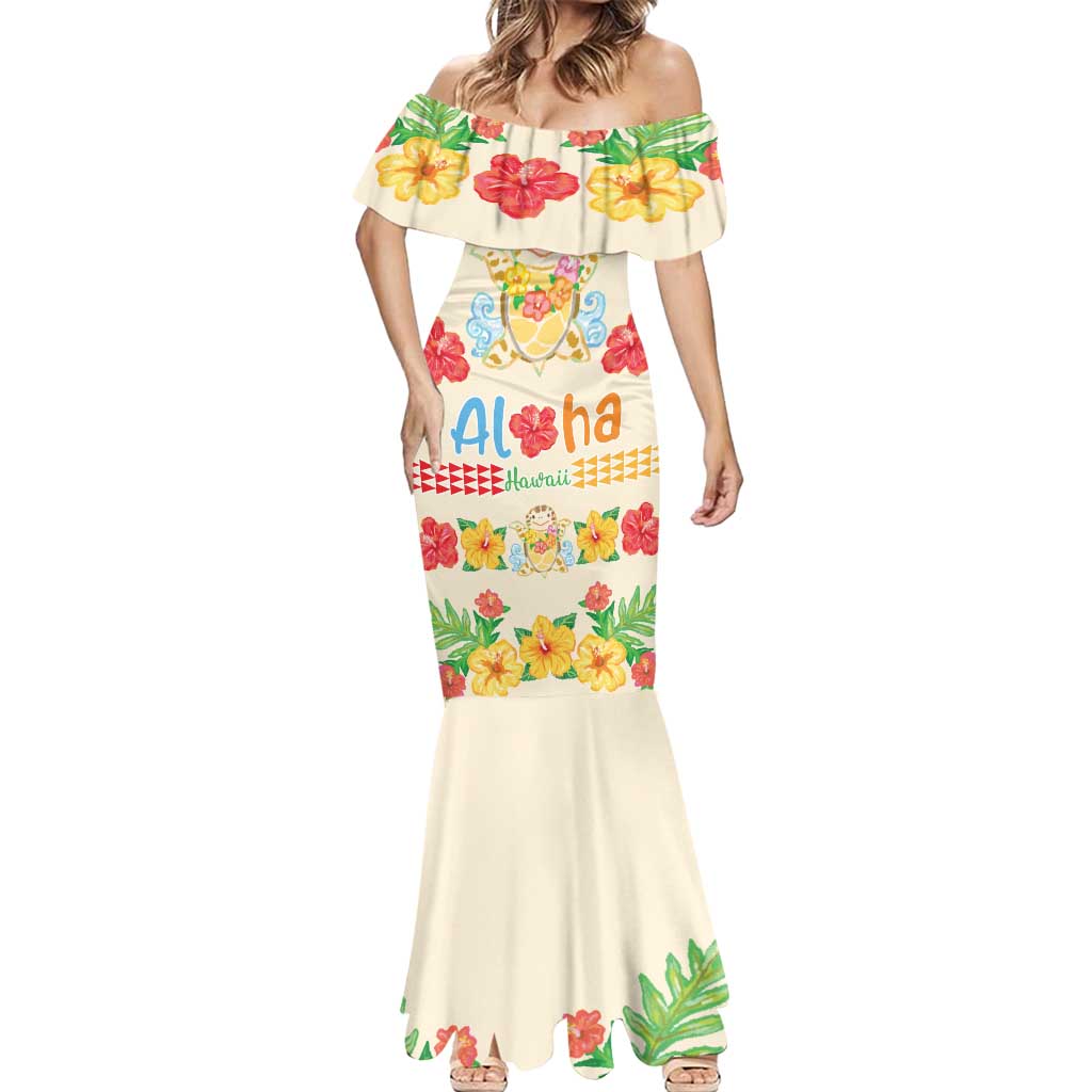 Kawaii Turtle Mermaid Dress Aloha Hibiscus Flowers LT9 - Polynesian Pride