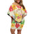 Kawaii Turtle Off Shoulder Short Dress Aloha Hibiscus Flowers