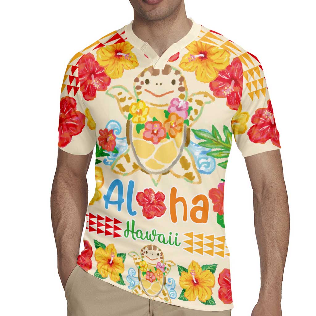 Kawaii Turtle Rugby Jersey Aloha Hibiscus Flowers