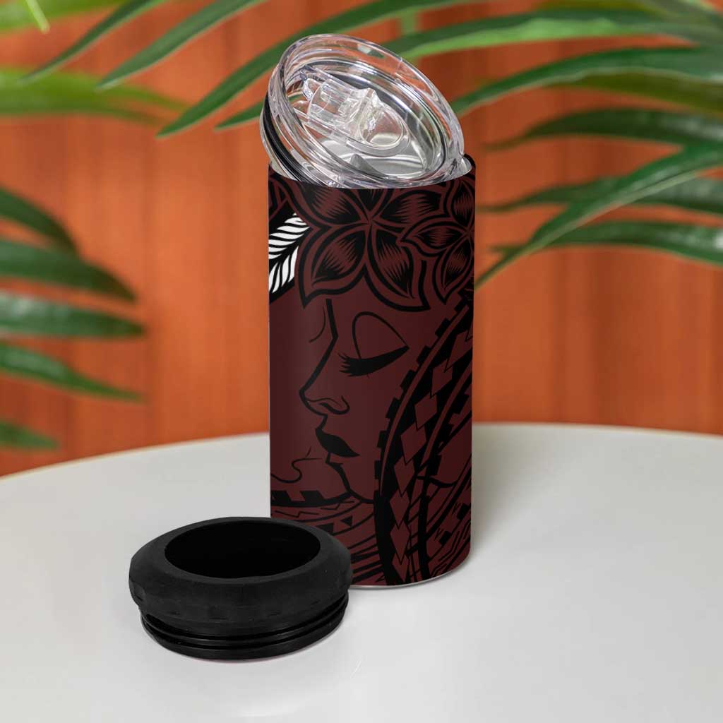 Polynesian Girl Tribal Tattoo 4 in 1 Can Cooler Tumbler Oxbood Vibe LT9 - Polynesian Pride