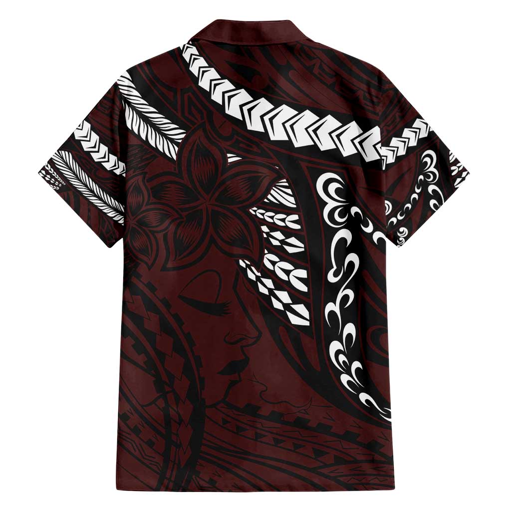 Polynesian Girl Tribal Tattoo Family Matching Off Shoulder Maxi Dress and Hawaiian Shirt Oxbood Vibe LT9 - Polynesian Pride