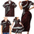 Polynesian Girl Tribal Tattoo Family Matching Short Sleeve Bodycon Dress and Hawaiian Shirt Oxbood Vibe