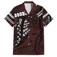 Polynesian Girl Tribal Tattoo Family Matching Summer Maxi Dress and Hawaiian Shirt Oxbood Vibe LT9 Dad's Shirt - Short Sleeve Oxblood - Polynesian Pride