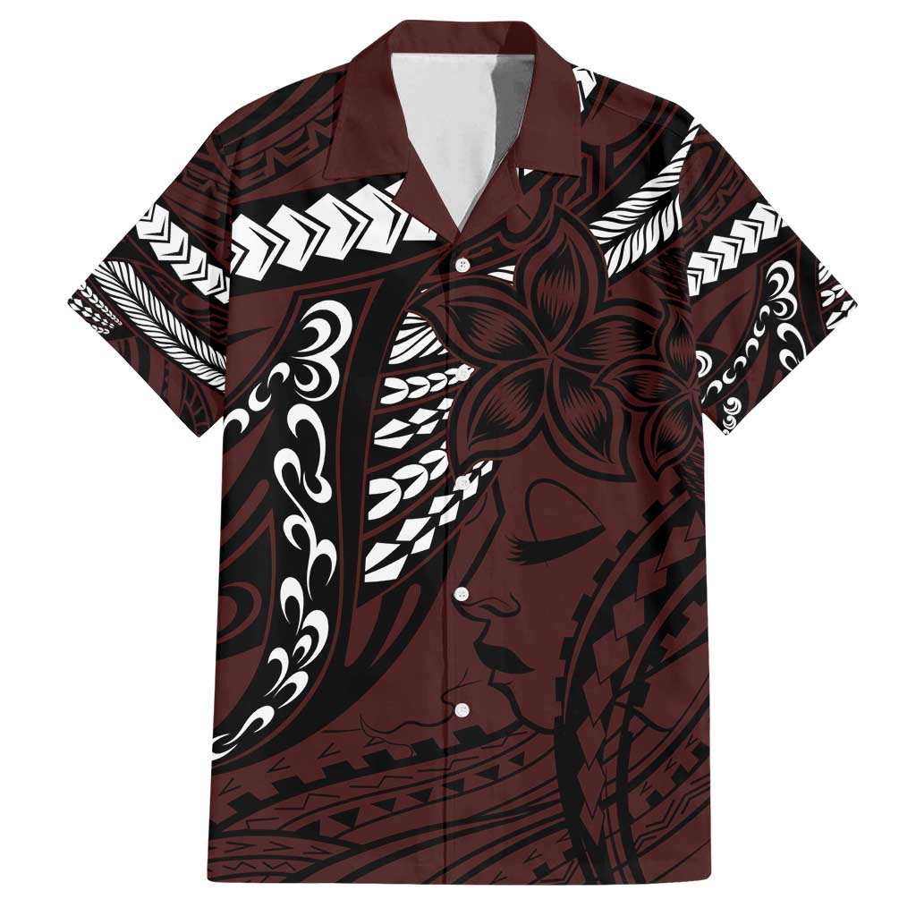 Polynesian Girl Tribal Tattoo Family Matching Tank Maxi Dress and Hawaiian Shirt Oxbood Vibe LT9 Dad's Shirt - Short Sleeve Oxblood - Polynesian Pride
