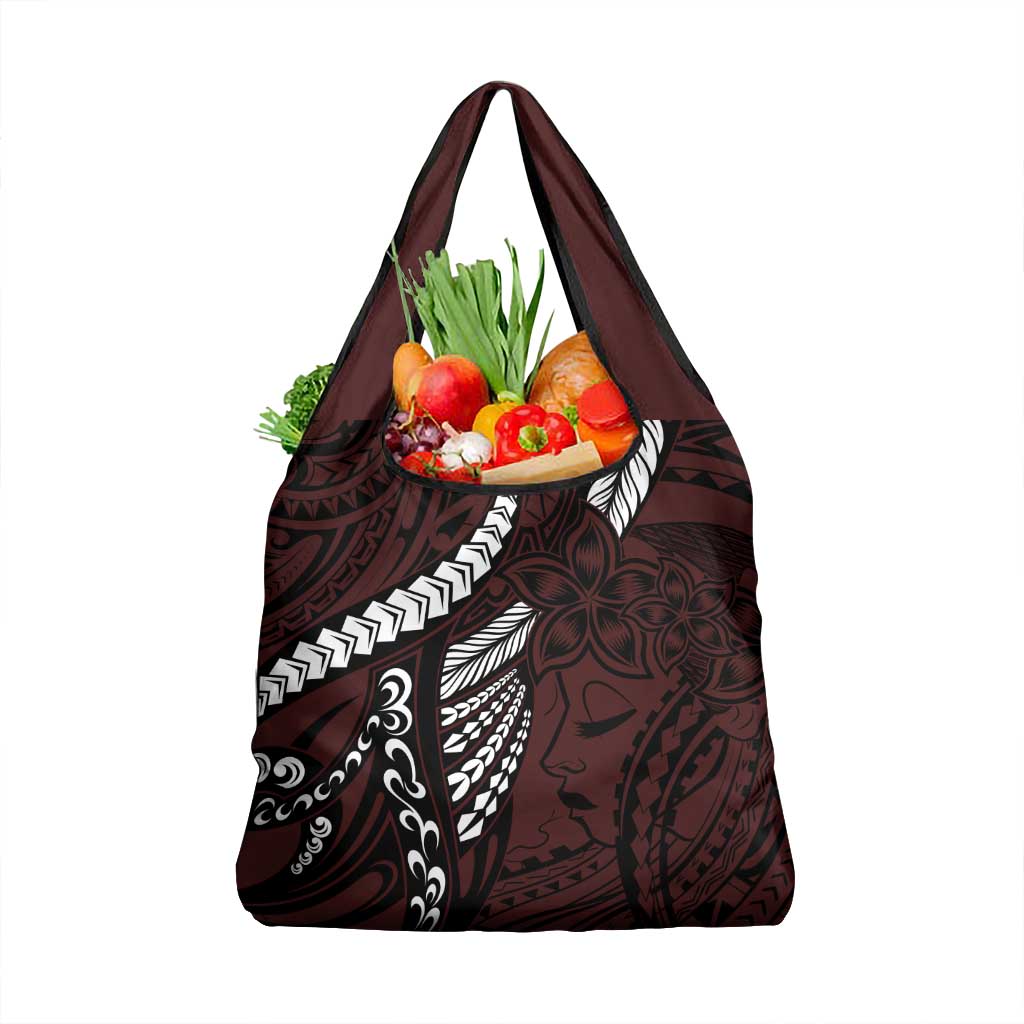 Polynesian Girl Tribal Tattoo Grocery Bag Oxbood Vibe