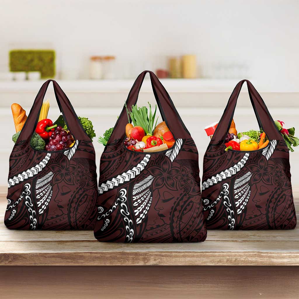 Polynesian Girl Tribal Tattoo Grocery Bag Oxbood Vibe