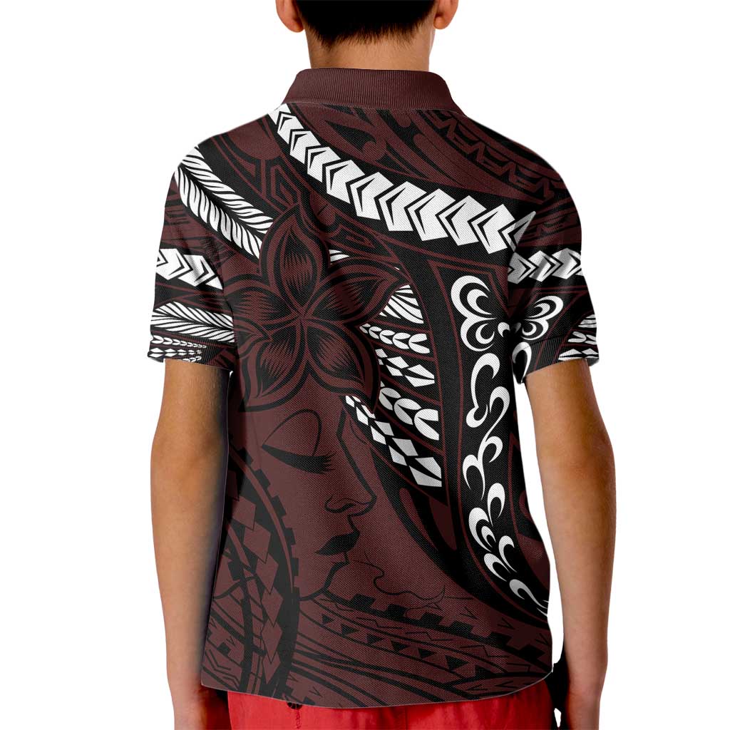 Polynesian Girl Tribal Tattoo Kid Polo Shirt Oxbood Vibe LT9 - Polynesian Pride