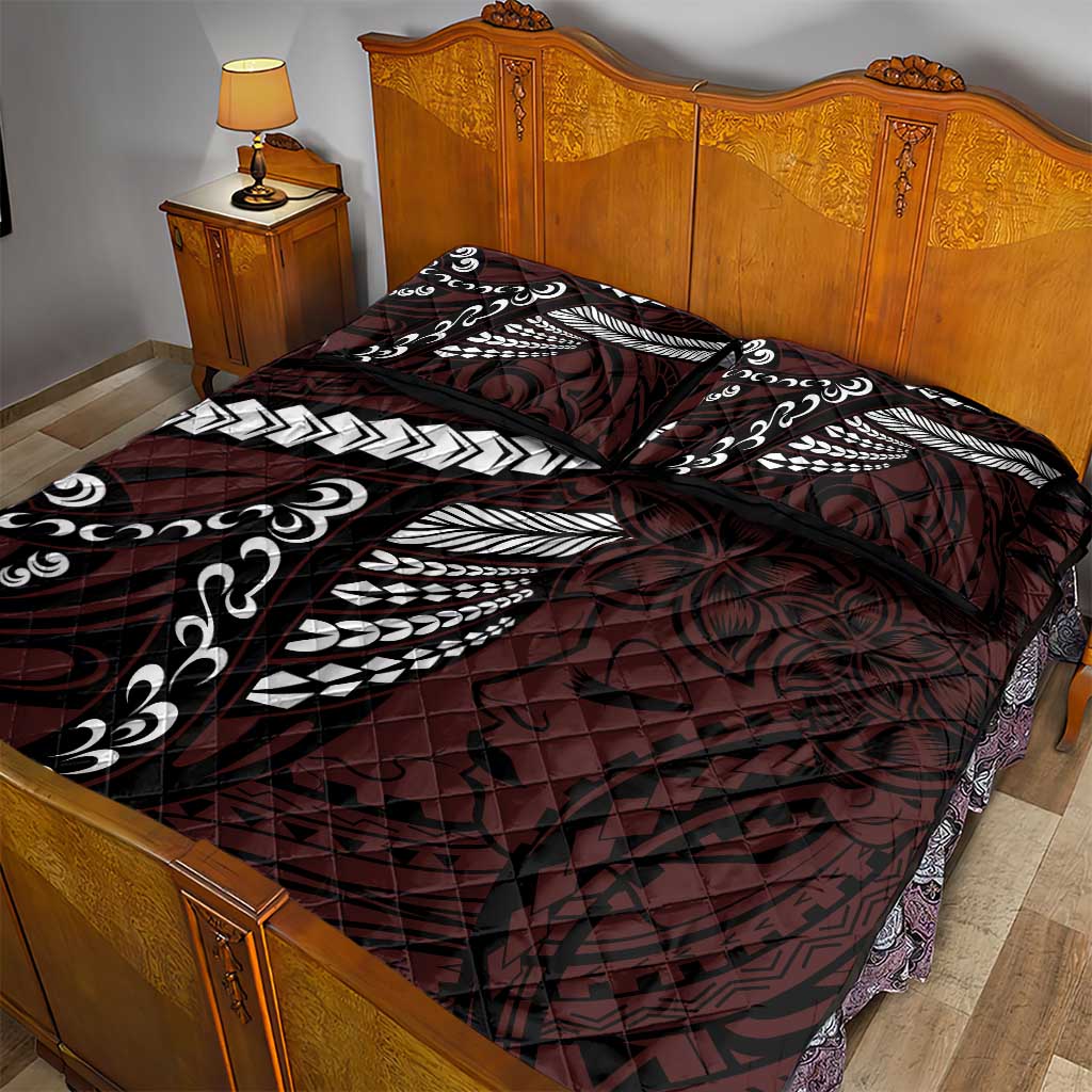 Polynesian Girl Tribal Tattoo Quilt Bed Set Oxbood Vibe