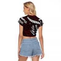 Polynesian Girl Tribal Tattoo Raglan Cropped T Shirt Oxbood Vibe LT9 - Polynesian Pride