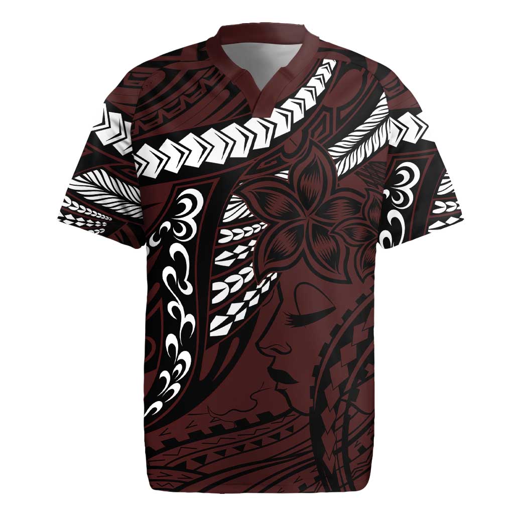 Polynesian Girl Tribal Tattoo Rugby Jersey Oxbood Vibe