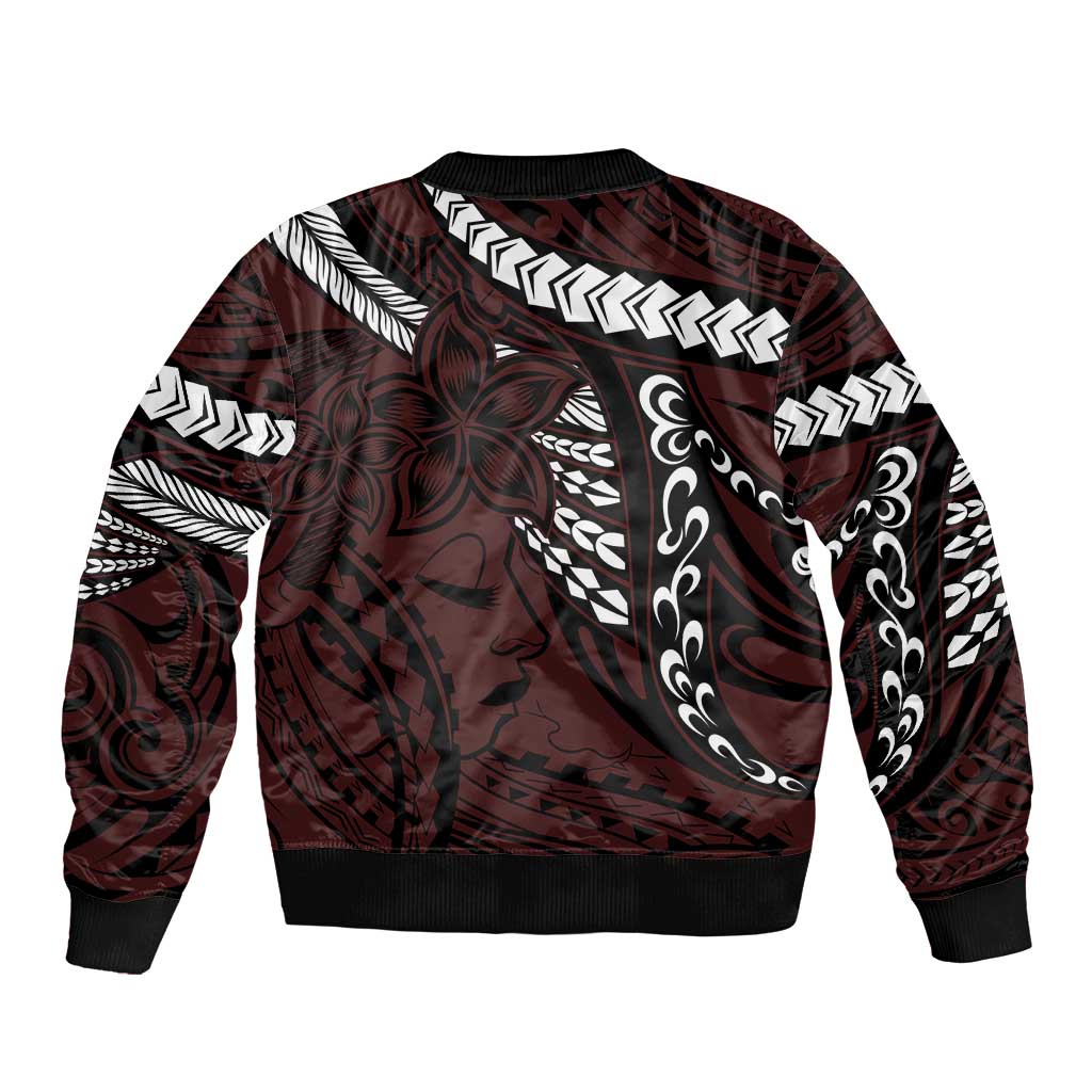 Polynesian Girl Tribal Tattoo Sleeve Zip Bomber Jacket Oxbood Vibe