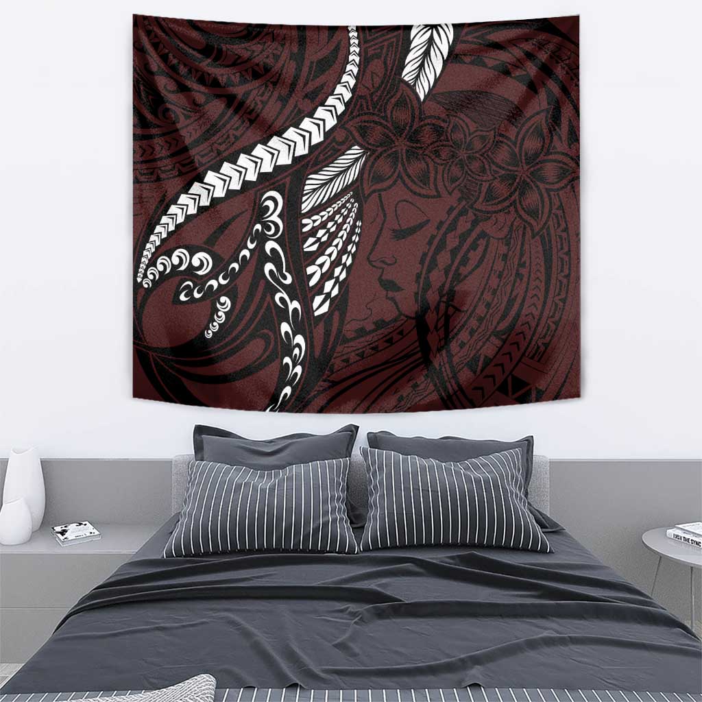Polynesian Girl Tribal Tattoo Tapestry Oxbood Vibe LT9 - Polynesian Pride