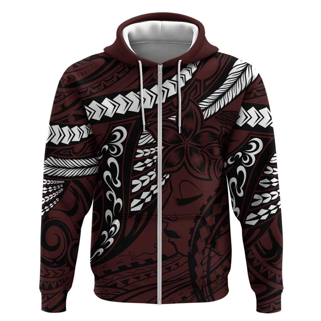 Polynesian Girl Tribal Tattoo Zip Hoodie Oxbood Vibe