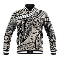 Polynesian Girl Tribal Tattoo Baseball Jacket Beige Vibe