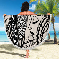 Polynesian Girl Tribal Tattoo Beach Blanket Beige Vibe