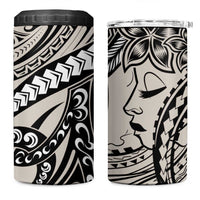 Polynesian Girl Tribal Tattoo 4 in 1 Can Cooler Tumbler Beige Vibe LT9 One Size: 16 oz Beige - Polynesian Pride