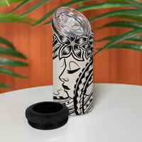 Polynesian Girl Tribal Tattoo 4 in 1 Can Cooler Tumbler Beige Vibe LT9 - Polynesian Pride