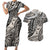 Polynesian Girl Tribal Tattoo Couples Matching Short Sleeve Bodycon Dress and Hawaiian Shirt Beige Vibe