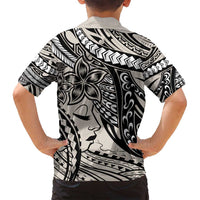 Polynesian Girl Tribal Tattoo Family Matching Off Shoulder Maxi Dress and Hawaiian Shirt Beige Vibe LT9 - Polynesian Pride