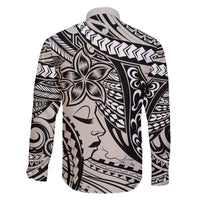 Polynesian Girl Tribal Tattoo Family Matching Off Shoulder Short Dress and Hawaiian Shirt Beige Vibe LT9 - Polynesian Pride
