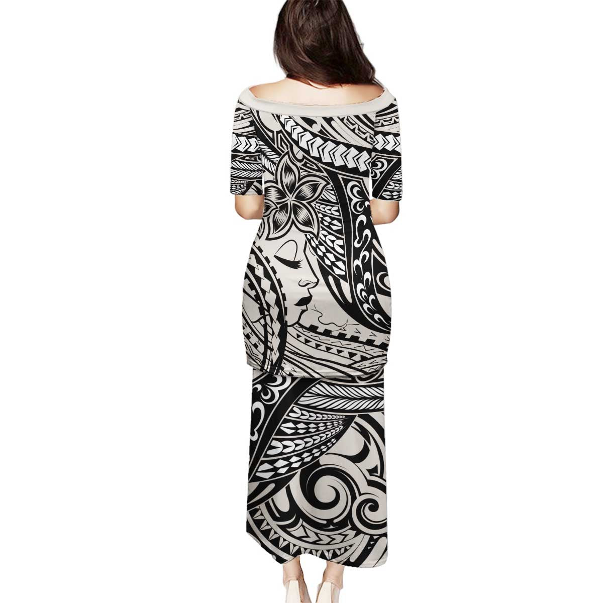 Polynesian Girl Tribal Tattoo Family Matching Puletasi and Hawaiian Shirt Beige Vibe LT9 - Polynesian Pride