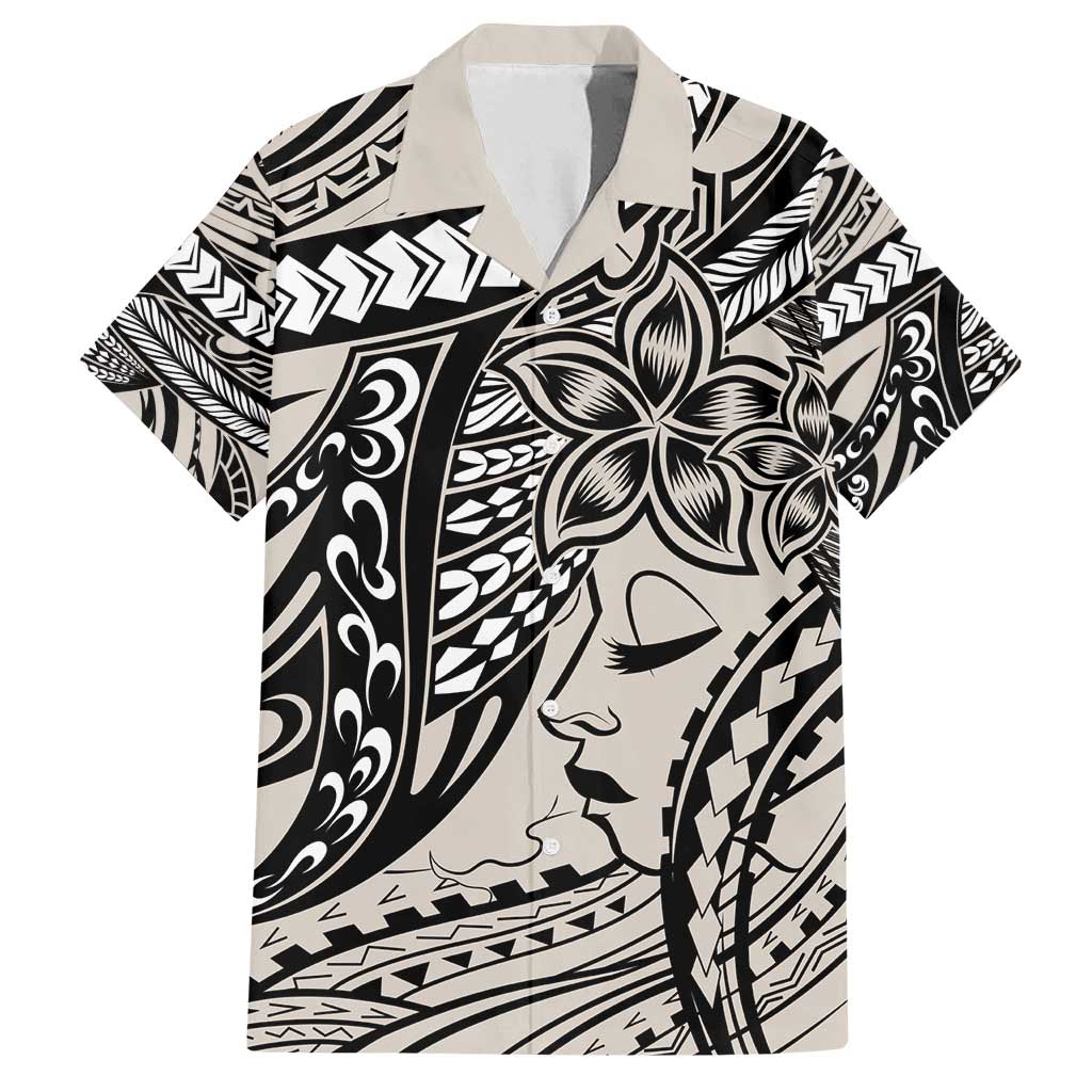 Polynesian Girl Tribal Tattoo Family Matching Tank Maxi Dress and Hawaiian Shirt Beige Vibe LT9 Dad's Shirt - Short Sleeve Beige - Polynesian Pride