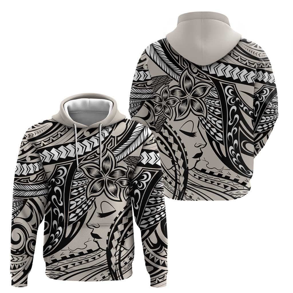 Polynesian Girl Tribal Tattoo Hoodie Beige Vibe