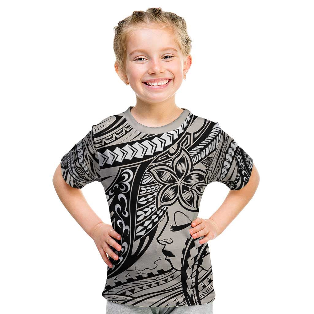 Polynesian Girl Tribal Tattoo Kid T Shirt Beige Vibe LT9 Beige - Polynesian Pride