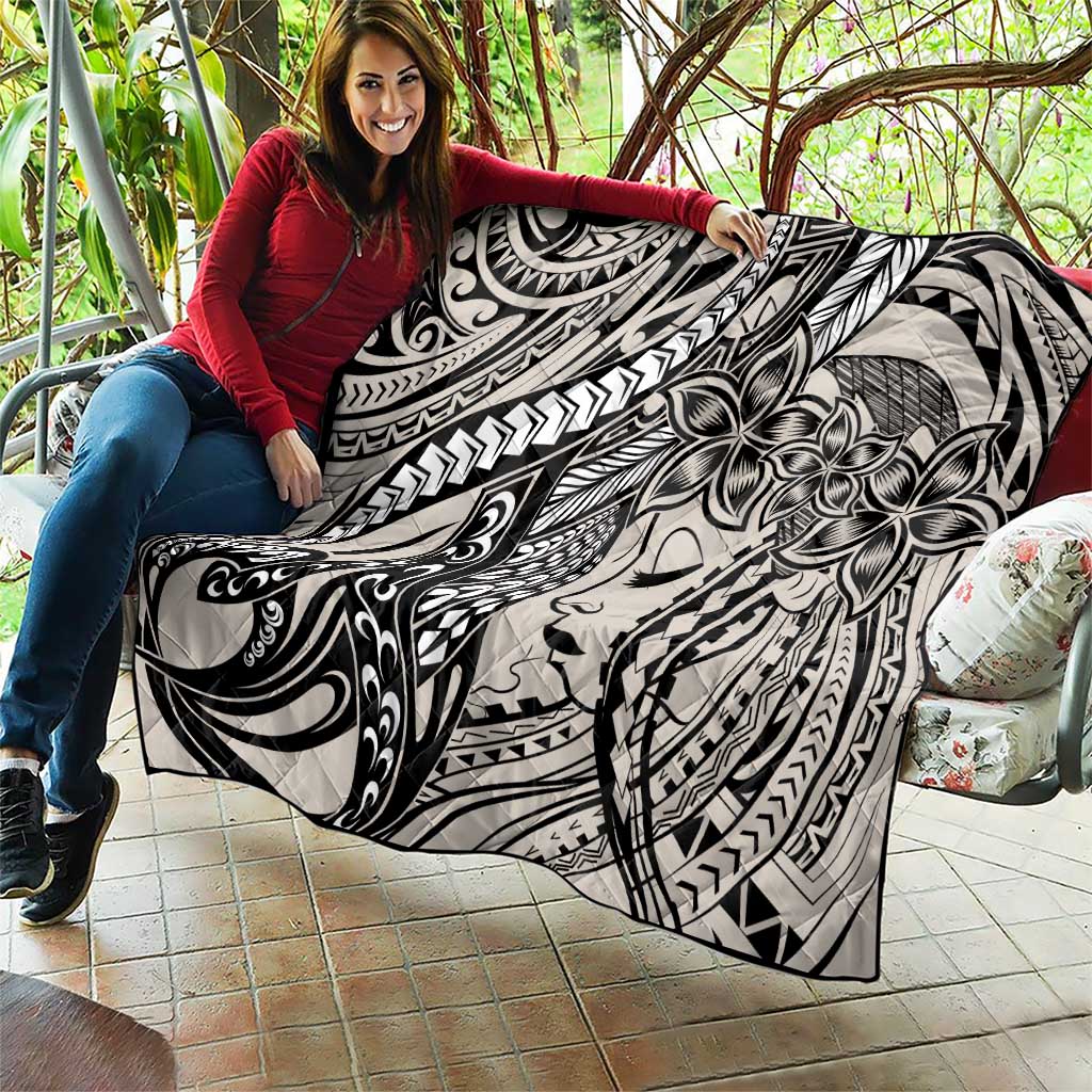 Polynesian Girl Tribal Tattoo Quilt Beige Vibe