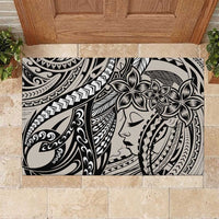 Polynesian Girl Tribal Tattoo Rubber Doormat Beige Vibe