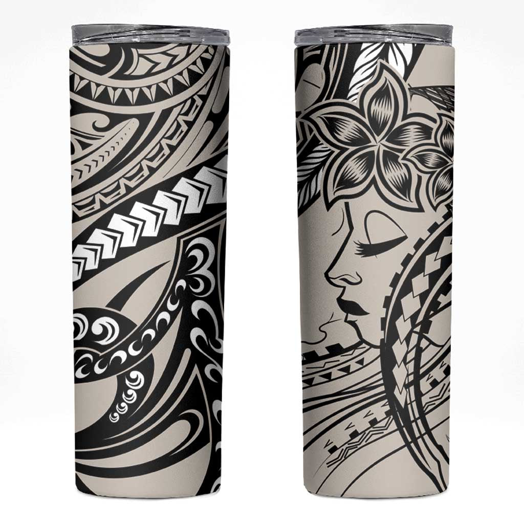 Polynesian Girl Tribal Tattoo Skinny Tumbler Beige Vibe