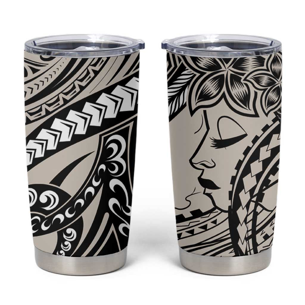 Polynesian Girl Tribal Tattoo Tumbler Cup Beige Vibe