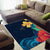 Polynesian Hibiscus Flower Waves Pattern Area Rug