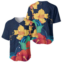 Polynesian Hibiscus Flower Waves Pattern Baseball Jersey LT9 - Polynesian Pride