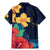 Polynesian Hibiscus Flower Waves Pattern Family Matching Mermaid Dress and Hawaiian Shirt